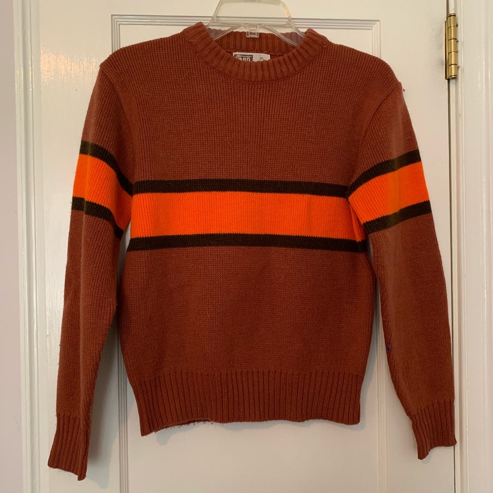 Vintage color block striped mock neck sweater